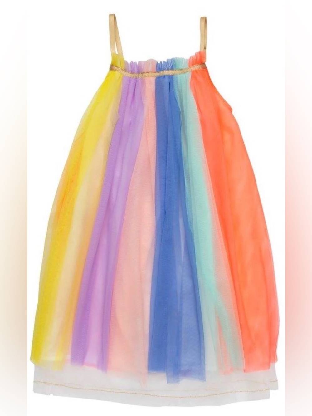 Meri Meri Neon Rainbow Tulle Dress with Gold Straps